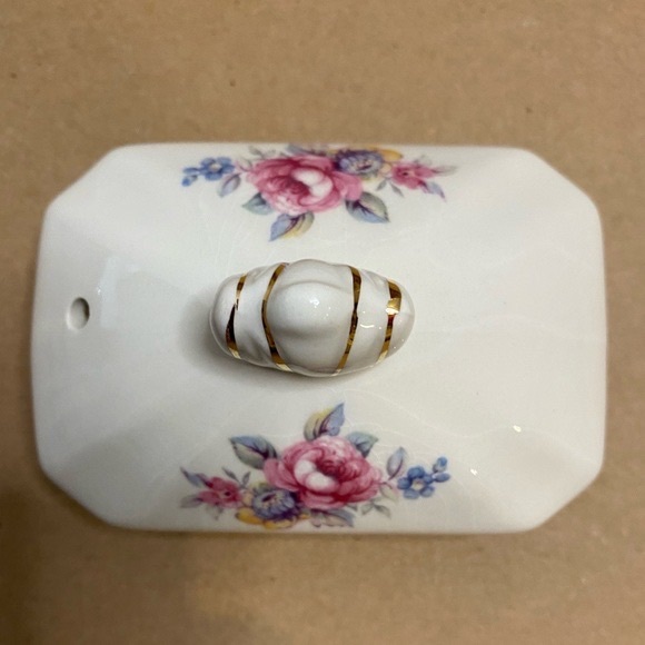 Vtg Windsor by James Sadler Cube Pink Rose Floral Bouquet Teapot with Lid Gold - Picture 14 of 16